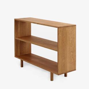 北欧实木书架日式客厅原木收纳格子柜白蜡木置物架樱桃木落地书柜