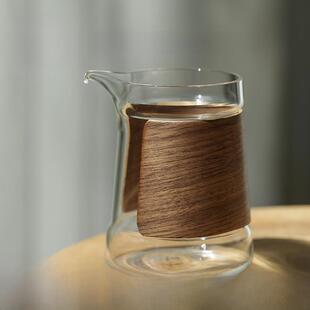 新禾起木雅木松木公道杯日式无柄耐热玻璃公杯加厚隔茶器茶具