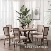 仿古做旧罗马椅子 实木家用餐厅别墅婚纱影楼服装 法式 复古餐椅美式