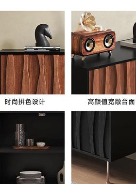 柜高端中古实木餐柜客厅靠墙装饰边柜Cbga60斗玄电视柜极简落地关