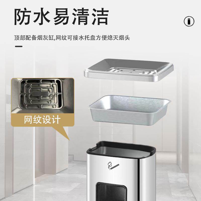 酒店立烟缸大垃圾桶商式场0033不锈钢堂带烟灰缸垃灰圾桶吸烟区烟