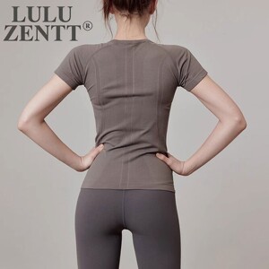 lulu zentt 瑜伽服女速干吸汗普拉提训练服短袖健身上衣运动套装