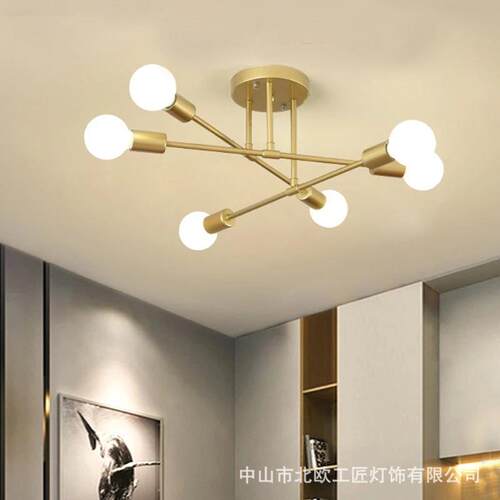 跨境北欧吸顶灯餐厅创意led室内灯具铁艺客厅书房工业风吸顶灯