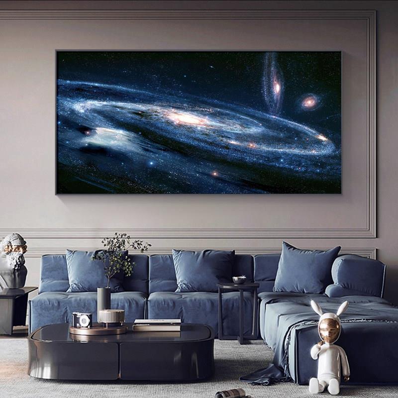 银河星空客厅装饰画轻奢沙发背景墙挂画万千饰画定制卧室晶瓷壁画