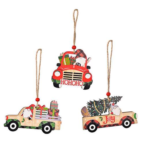 Christmas Wooden Car Decoration Pendant Printing Christmas