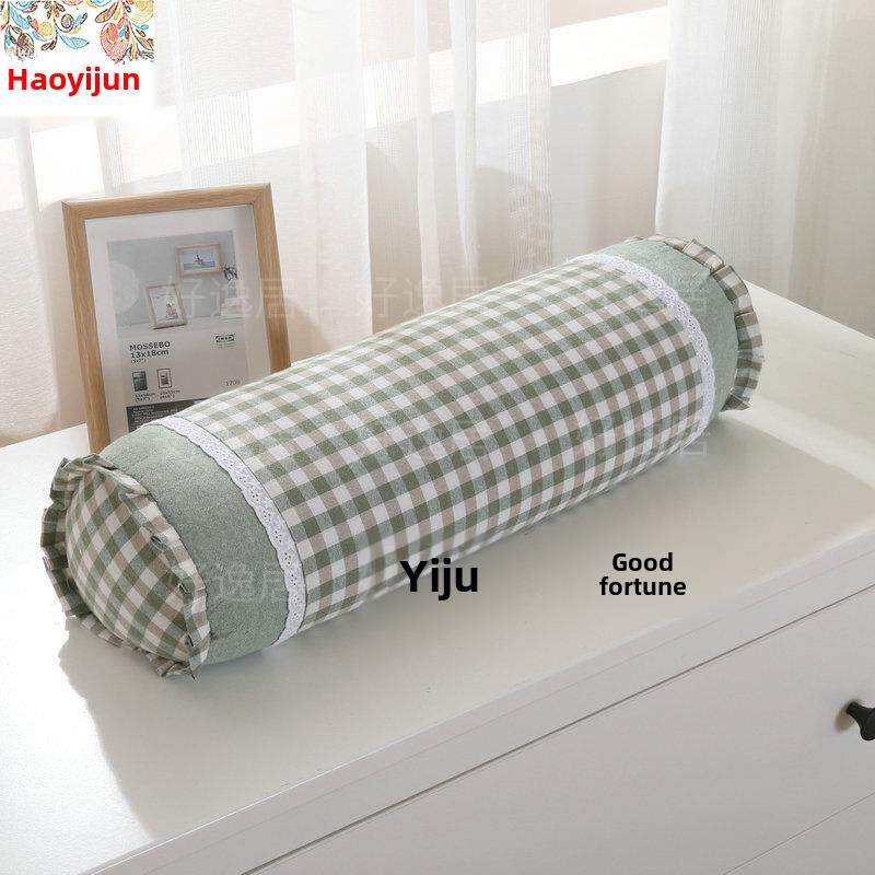 纯棉单水洗棉格纹荞麦壳枕套枕头芯盖糖果颈椎枕头花和草聚丙烯可