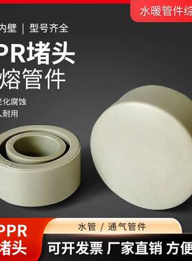 灰色PPR水管阻流塞热熔水管盖堵帽4分6分1寸2寸套管接头管头堵管