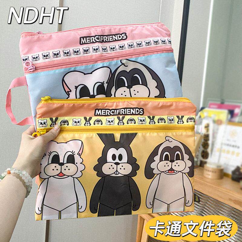 Ndht乔波文件袋分类科目袋小学生收纳袋可爱手提双层作业试卷袋子