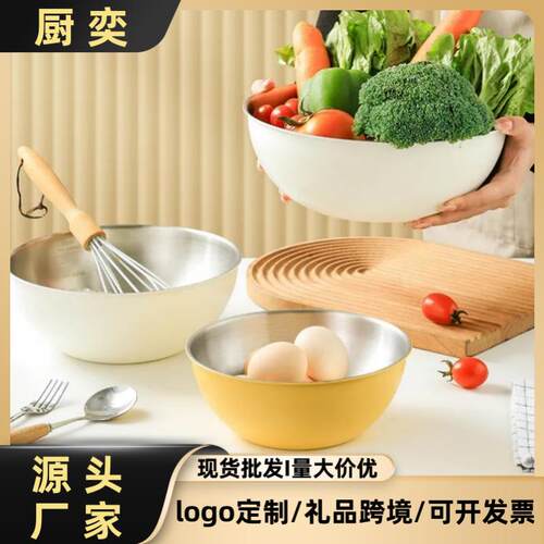 不锈钢沙拉盆料理盆加厚家用和面盆刻度盆厨房打蛋盆搅拌烘培盆
