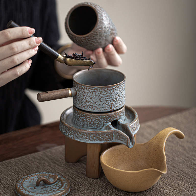 懒人石磨自动泡茶功夫茶具茶壶茶杯套装家用办公会客轻奢高档