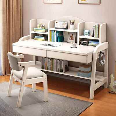 ASN用实木书桌手动降升中学生书桌卧室家简桌约书桌书架
