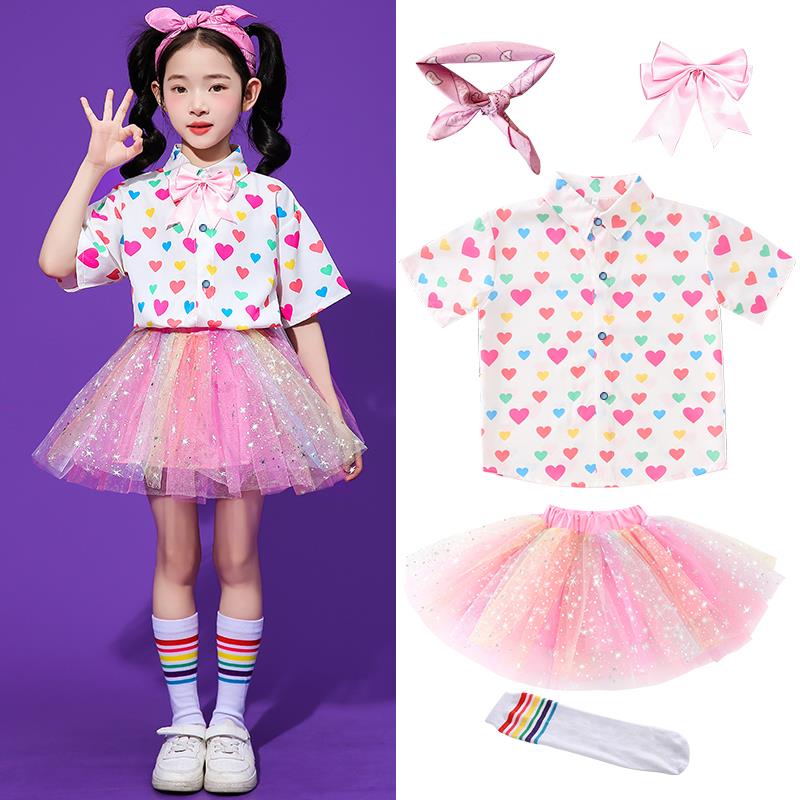 高档六合一儿童演出服小学生唱啦会啦队运动服装幼儿园演毕业照表