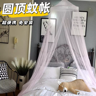 免打孔吊顶圆顶公主风加密蚊帐家用卧室1.8m床2024高级吸顶免安装