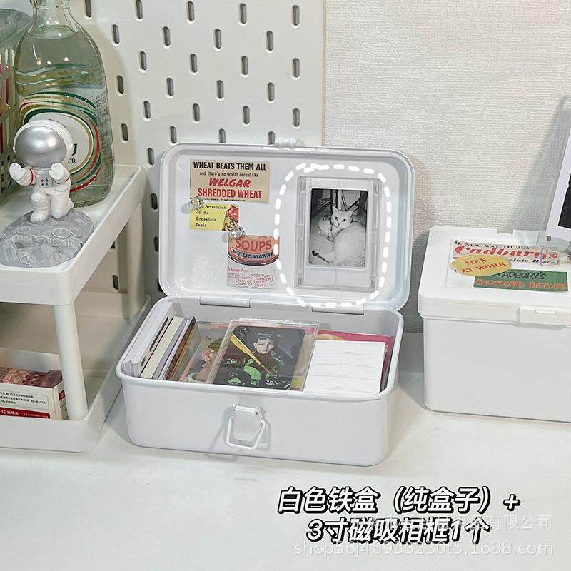 复古粉色铁盒可爱收纳盒封口贴小卡盒子收纳床头柜吧唧收纳储物盒,收纳整理,首饰盒,淘宝优惠券,粉丝福利购,淘宝优惠卷