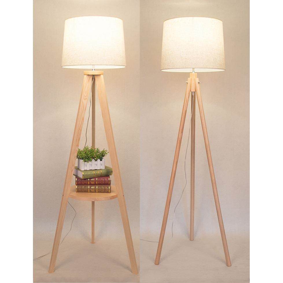 落地灯卧室客厅办公室简约现代北欧日式实木立式三角创意个性装饰