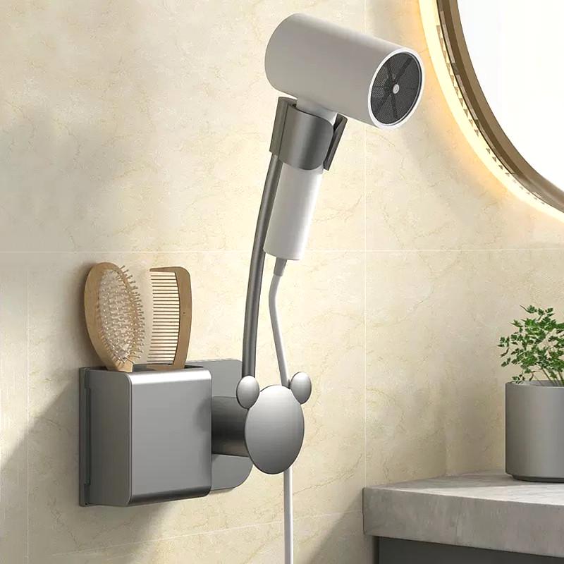 免手持懒人吹风机架免打孔壁挂可调节洗漱用品收纳置物架风筒支架