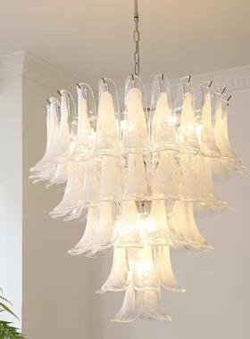 全光谱护马眼23227中古云雾手工玻式客璃吊灯美复古厅轻奢餐厅蹄