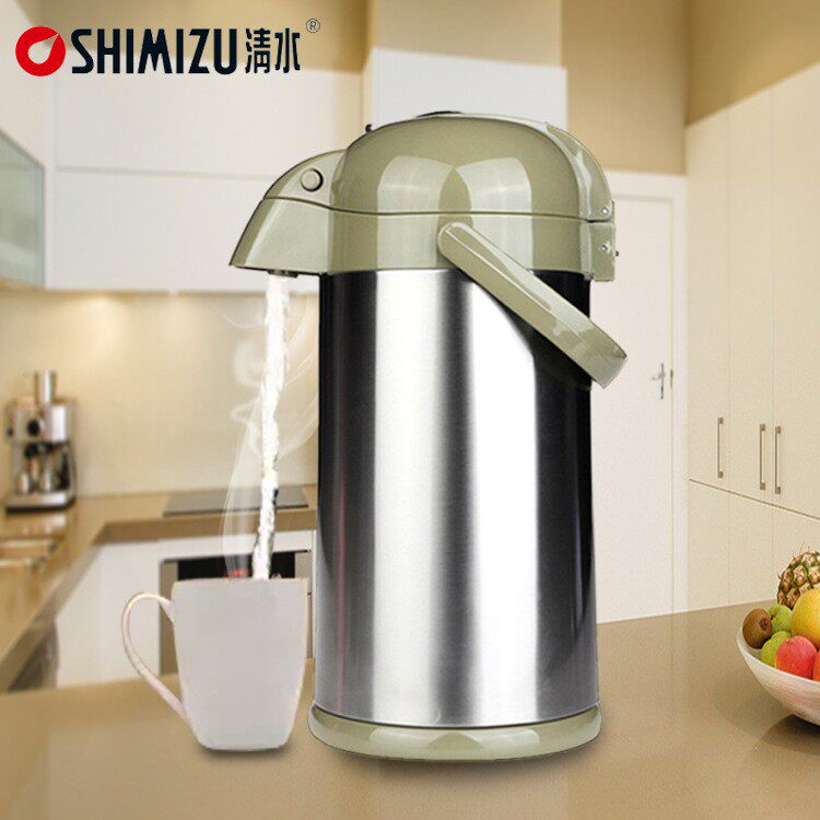 SHIMIZU/清水气压式热水瓶家用保温壶大容量保温瓶玻璃内胆3202