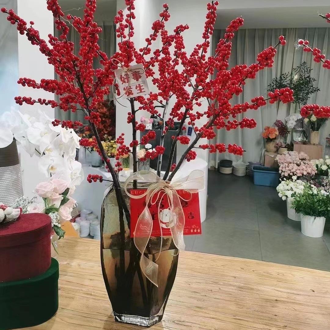北欧风马醉木吊钟玻璃花瓶创意插花器落地大摆件客厅样板房装饰品