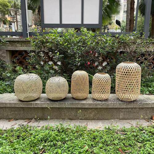 手工竹编灯笼居家吊灯禅意复古轻奢精品编织灯笼中式古风婚庆布置
