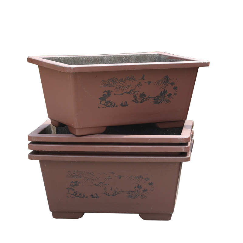 特大号盆景盆加厚树脂仿紫砂马槽盆荷花睡莲长方形花盆庭院种菜盆