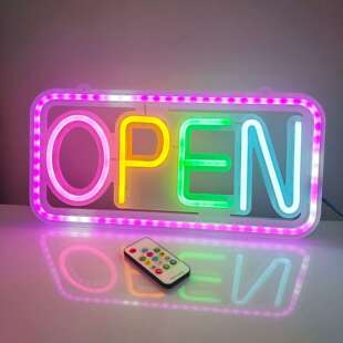 led霓虹灯遥控款 饰灯广告灯牌 open发光字母营业标志灯幻彩闪烁装