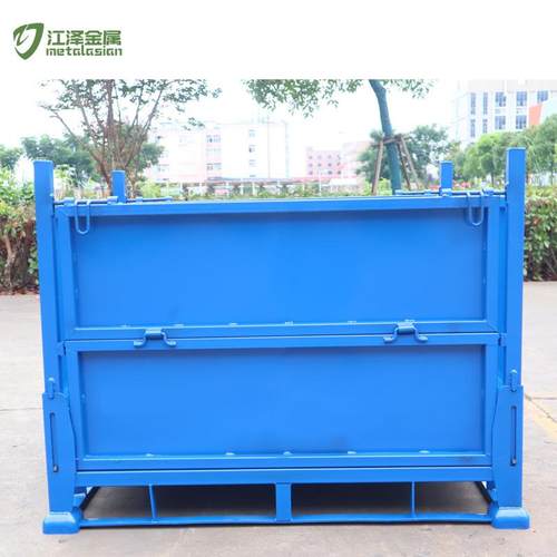 厂家加工网式料箱金属周转筐折叠式钢料箱加厚铁板仓储笼铁框