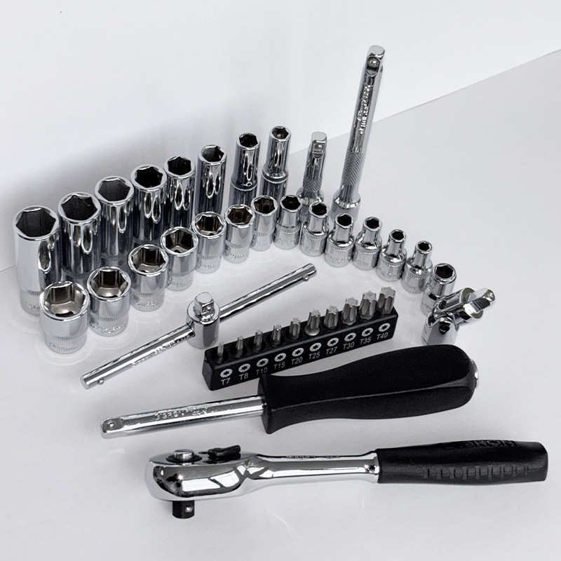 外贸38件套棘轮套筒批发五金工具汽车批头组合家用维修工具