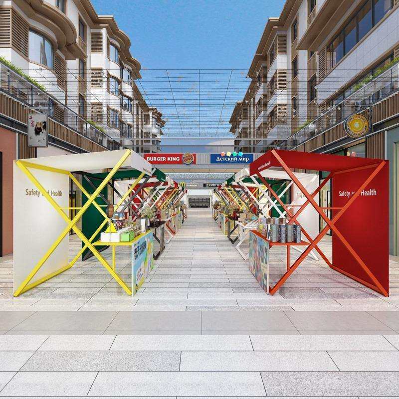 红集市折叠摊位架商业街展示车架美食饮品网小JM-07071推动售卖流