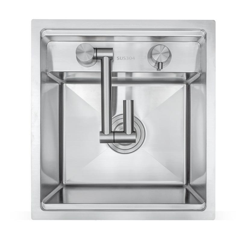 新品304不式锈钢盖板隐藏式水槽带折叠龙头4吧台盆小单槽3BBZ9带3