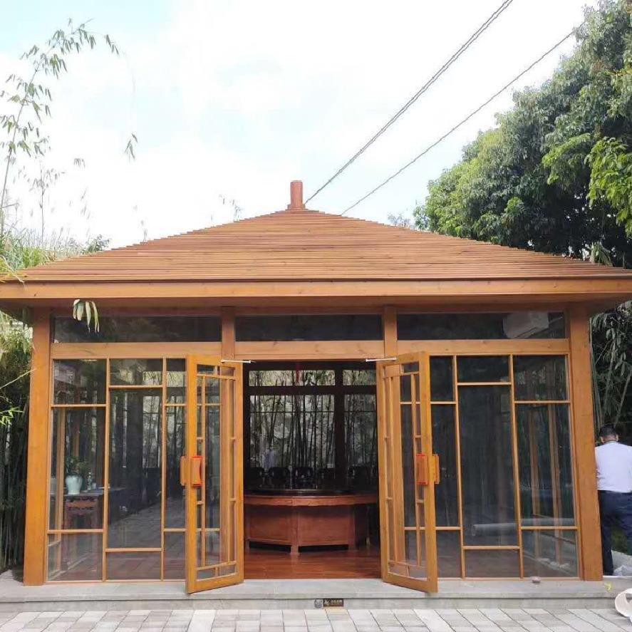 防腐木小木屋阳光房实木房子户外庭院茶室民宿木屋植物水培房花园