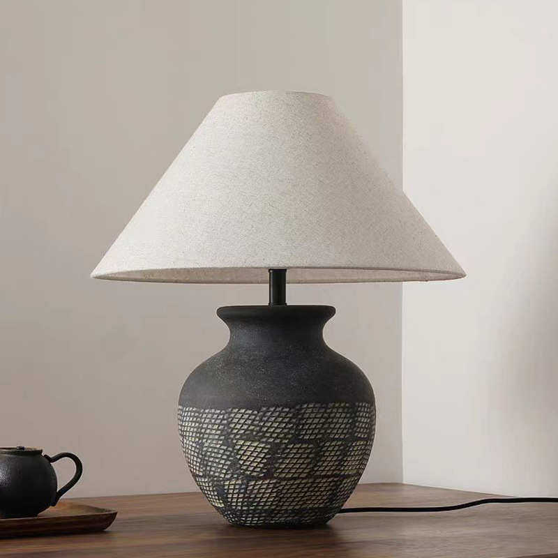 陶罐台灯民宿复古简约 酒店客厅卧室氛围灯高级感日式禅意侘寂风,家装灯饰光源,装饰台灯,淘宝优惠券,粉丝福利购,淘宝优惠卷