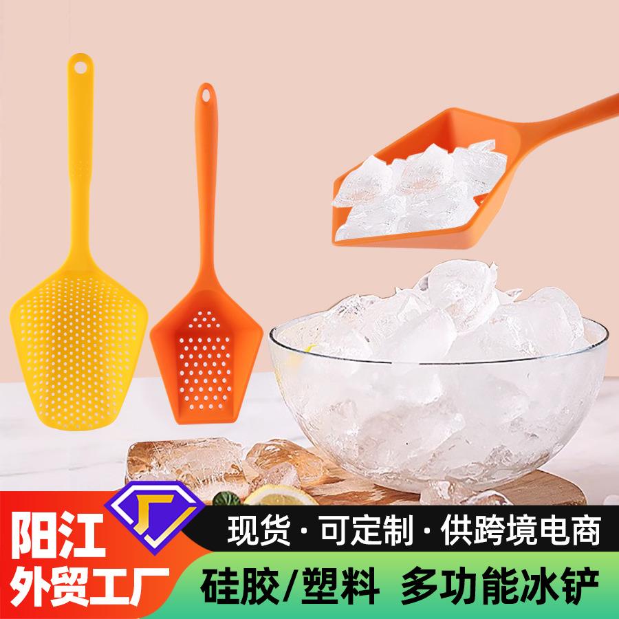 厂家现货硅胶厨房 塑料捞篱滤网勺烹饪漏铲硅胶一体隔水铲