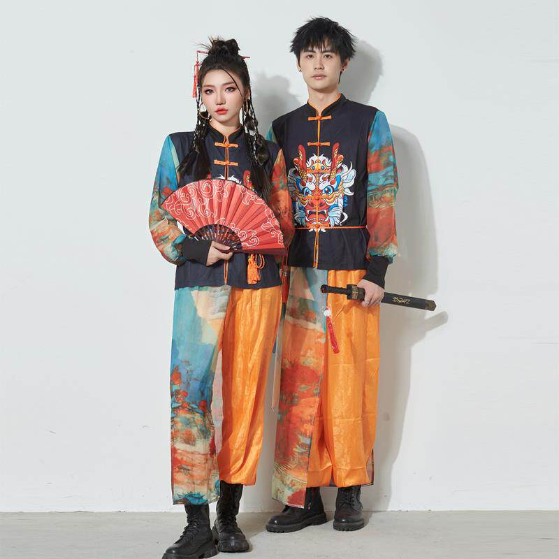 正品新款年成人古装中汉服会国潮风男装女国风典舞水墨古爵士舞演