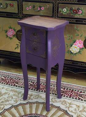 美式地海中客厅沙发角边几电仿话0150几小床头柜子古几彩绘家具01