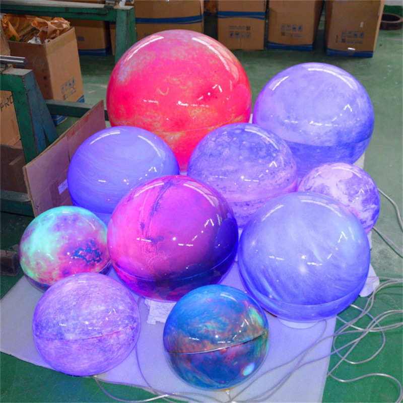 亚克力八大星球太阳系九大行星亚克力装饰星球灯半球圆球空心吊灯