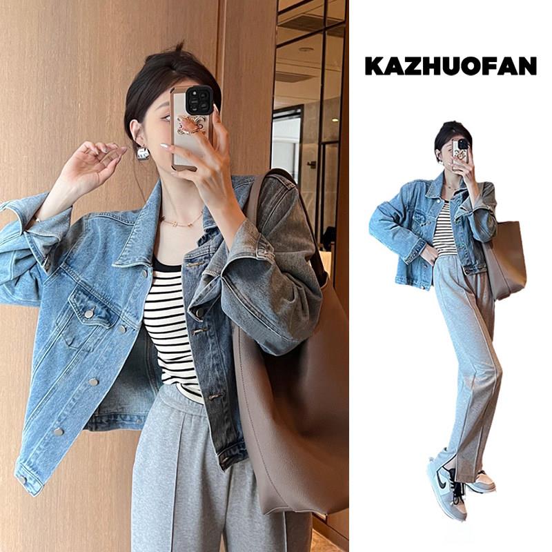 新品港风短款牛仔外套女2026春秋新款韩版宽松小个子休闲复古夹克