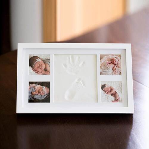 2025新款宝宝手足印相框Baby Handprint Photo Frame 实木相框