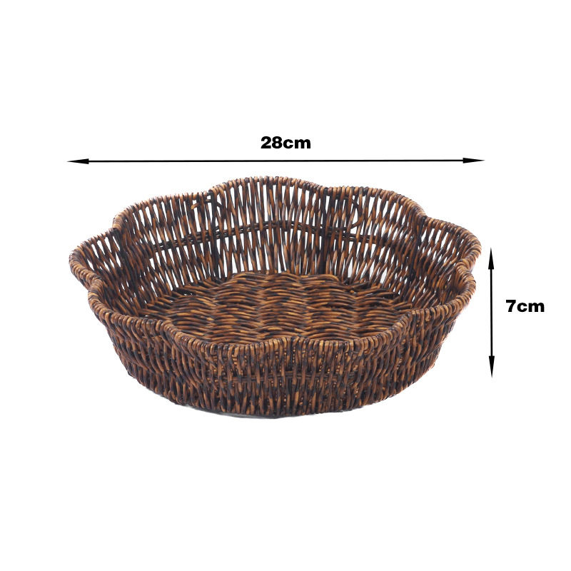 下午茶点心盘多用途馒头专用筐仿藤编水果篮包子筐小食碟新中式