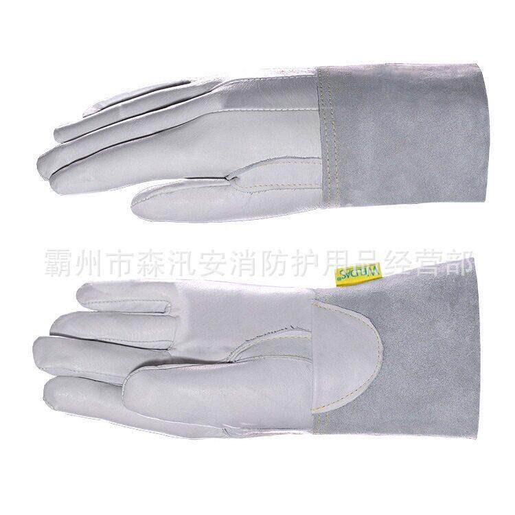 上等牛青皮中袖筒款隔热手套 加长防冻工业防护手套 焊接电焊手套