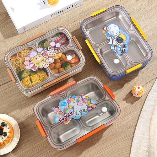 亚马逊304不锈钢饭盒成人学生分格午餐盒防串味便当盒bento box