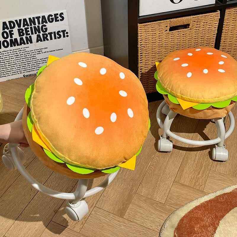 默默爱汉堡万向轮小凳子静音滑轮移动家用结实椅子带轮子小型板凳