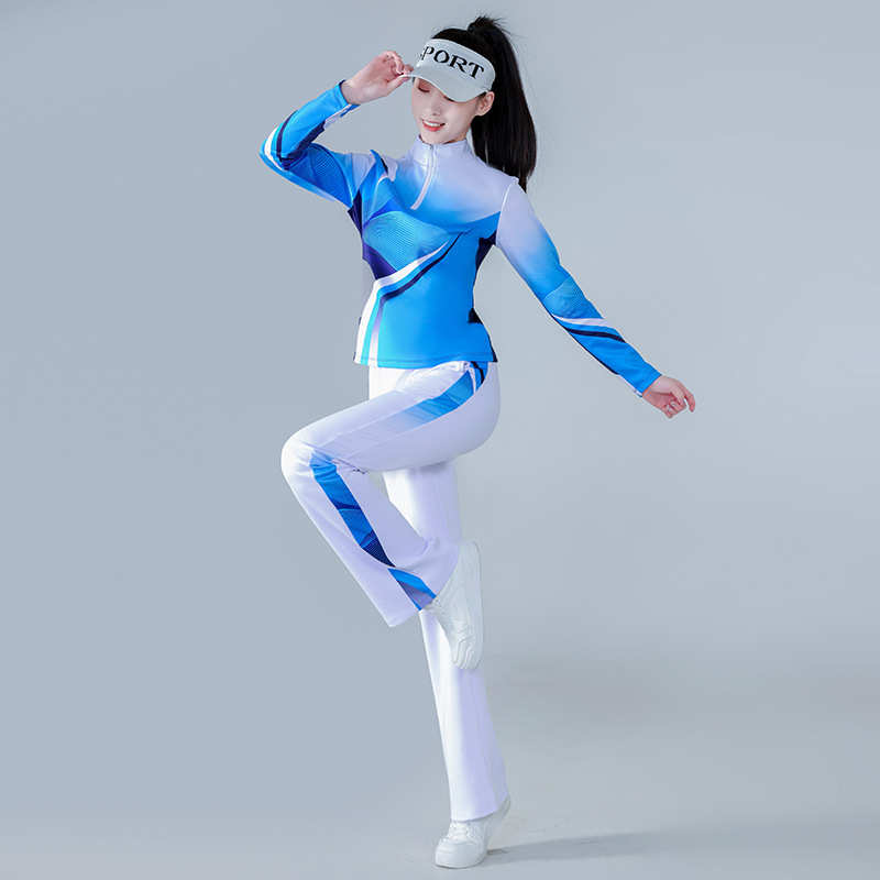 套装步广场服装新款健身操舞团鬼运动佳木斯立领舞跳体2023操秋冬