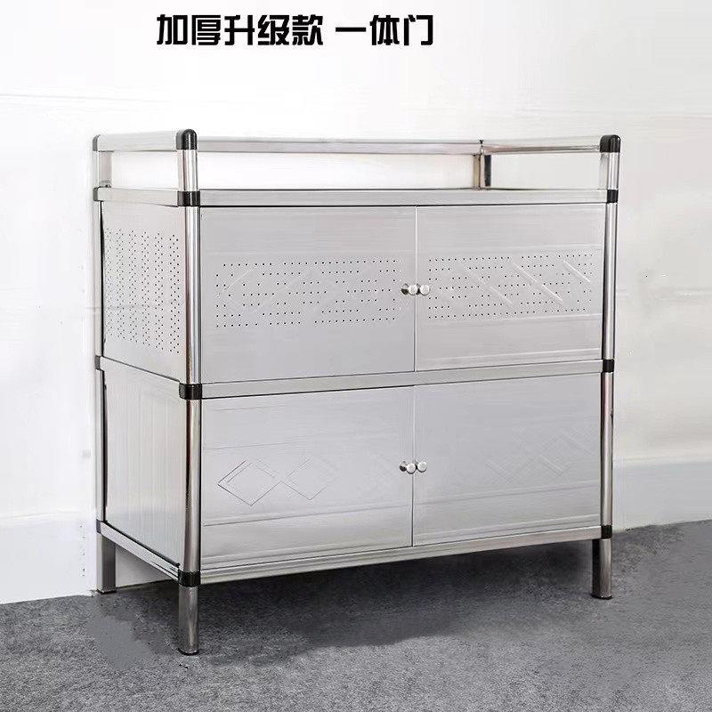 靠墙经济型不锈钢碗柜厨房多功能组装置物柜现代简约餐边柜