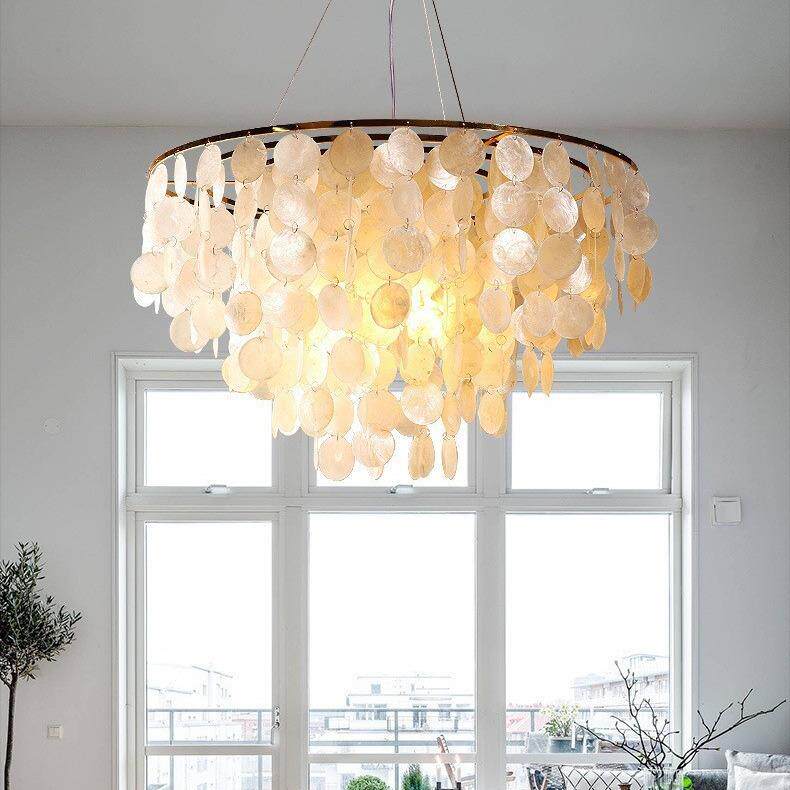 全古光谱天然灯贝壳法式轻奢复卧室风铃吊501女灯孩房间设计师客