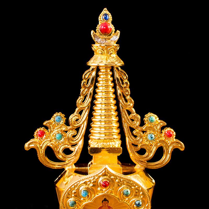 藏传锌铜合金舍利菩提塔八塔供奉30.8cm