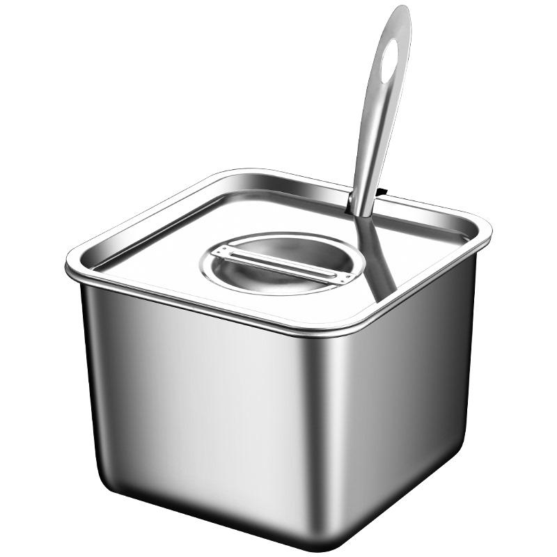 不锈钢方盆带盖油盆厨房油缸容器长方形盒子家用铁盆食品级猪新品