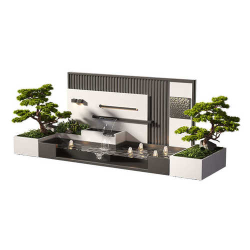 庭院花园不锈钢流水背景墙户外水池屏风隔断摆件阳台花箱喷泉瀑布