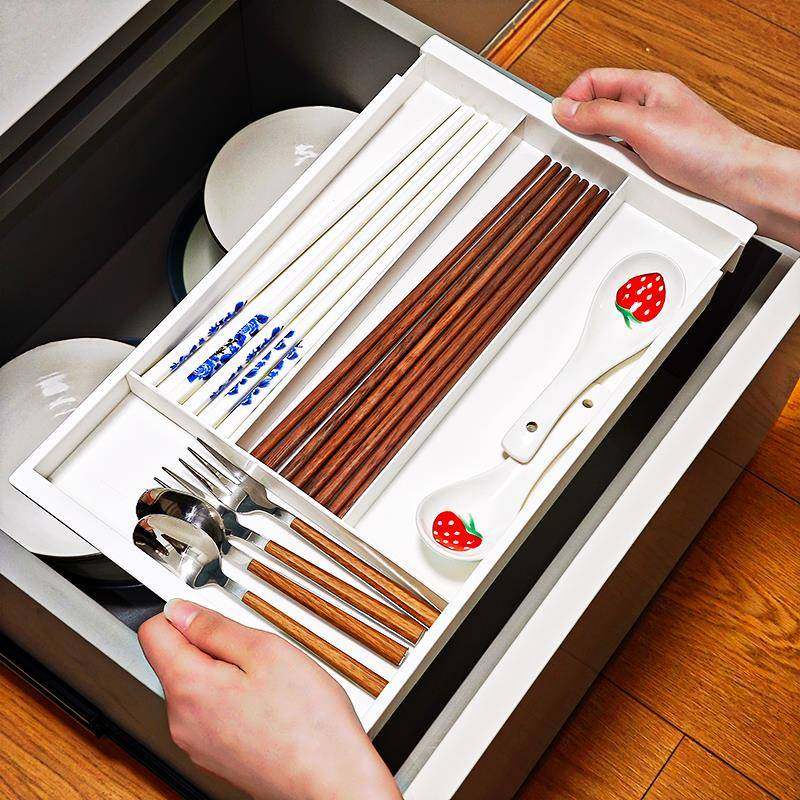 抽屉收纳盒上下分层可伸缩悬挂分隔整理盒筷子餐具抽中抽置物架,收纳整理,桌面收纳盒,淘宝优惠券,粉丝福利购,淘宝优惠卷
