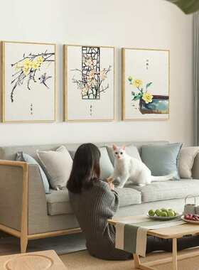 24节气新中式客厅装饰画卧室书房挂画样板房沙发背景壁画餐厅挂画